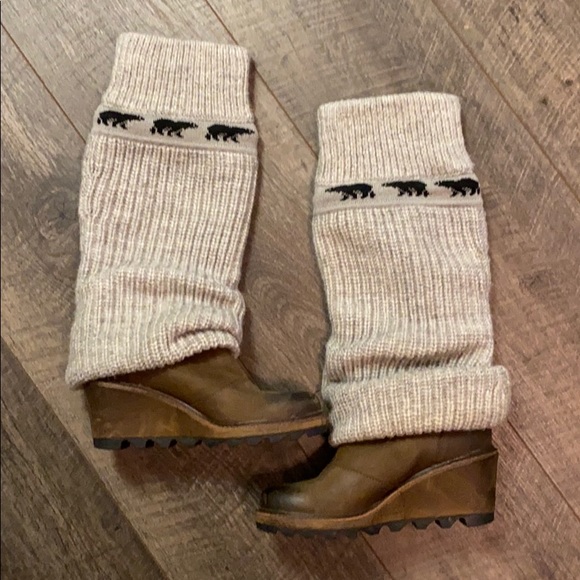 SOREL Brown Crazy Cable Knit Sweater Wedge Boot - Picture 4 of 10